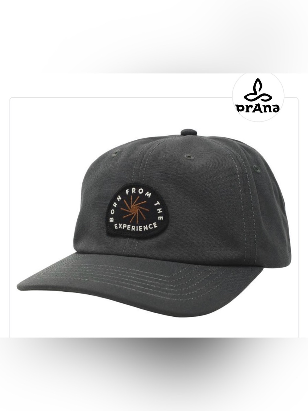 prAna Gazin Patch Hat Charcoal Born From The Experience NWT O/S